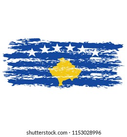 Flag of Kosovo the illustration vector on a white background, brush stroke Design Elements