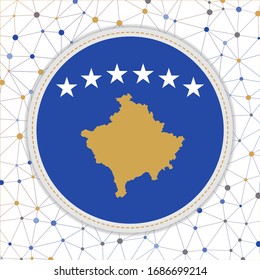 Bandera de Kosovo con antecedentes de red. Firma de Kosovo. Ilustración vectorial con clase.