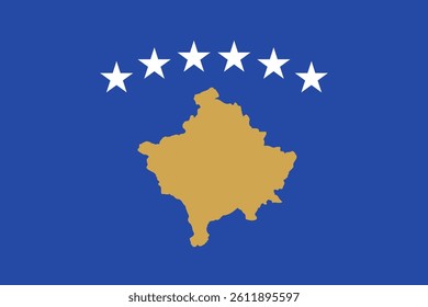 Flag of Kosovo. Kosovo flag official colors and proportion digital vector illustration.