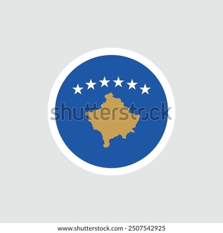 Flag of Kosovo (Republika Kosovo). Blue flag with the country outline on the map and stars. National symbol of the Republic of Kosovo.