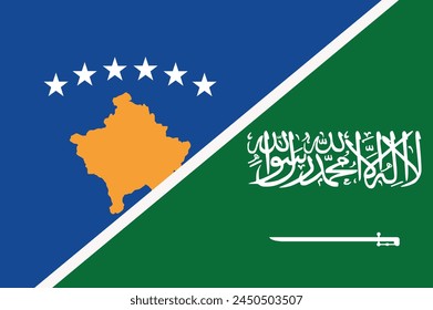 Flag of Kosovo and Saudi Arabia concept graphic element Illustration template design
