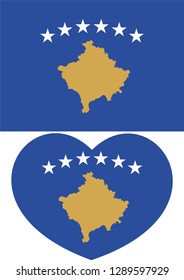 Flag of Kosovo vector illustration. flag. Heart vector. sticker. eps10