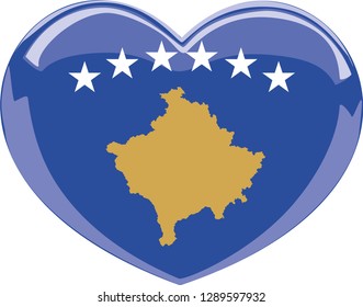 Flag of Kosovo vector illustration. flag. Heart vector. sticker. eps10