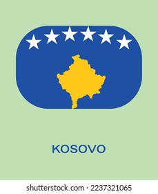 Flag of kosovo, kosovo flag vector illustration, kosovo flag in rounded corner, Button style kosovo flag.