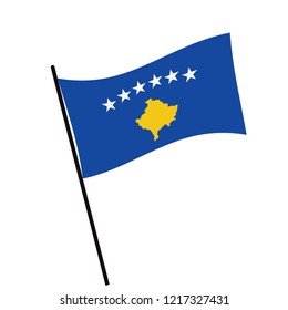 Flag of Kosovo , Kosovo flag waving isolated vector illustration