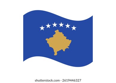 Flag of Kosovo. Kosovo wavy flag digital vector illustration. Fluttering flag.