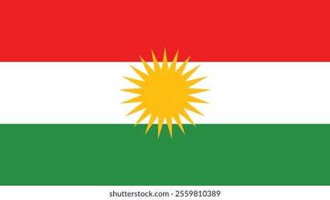 Flag of Kurdistan, 16:9 Format, Kurdistan Flag, Vector Images