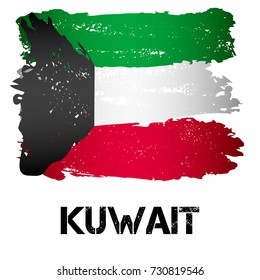 Flag of Kuwait from brush strokes in grunge style isolated on white background. Arab country in Persian Gulf in Western Asia. Vector illustration