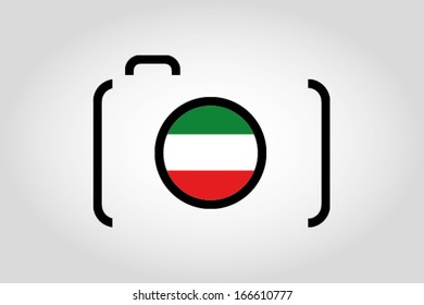 The flag of Kuwait in a Camera Lens