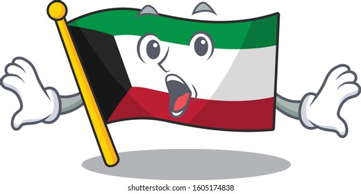 Flag kuwait cartoon character design on a surprised gesture