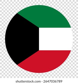 Flag of Kuwait. Kuwait circle flag logo icon computer vector illustration design. Transparent checkerboard background.