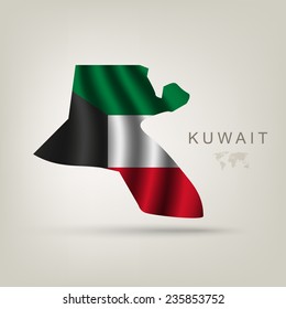 Flag of Kuwait as a country with a shadow