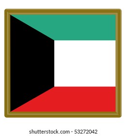 Flag of Kuwait with gold frame