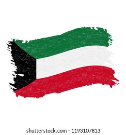 Flag of Kuwait, Grunge Abstract Brush Stroke Isolated On A White Background. Vector Illustration. National Flag In Grungy Style. Use For Brochures, Printed Materials, Logos, Independence Day