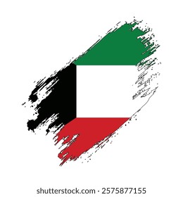 Flag of Kuwait Grunge Brush Stroke Style Vector