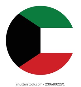 La bandera de Kuwait. Icono de marca. Color estándar. Bandera redonda. Ilustración del equipo. Ilustración digital. Ilustración vectorial.