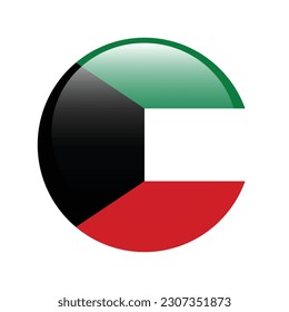 The flag of Kuwait. Flag icon. Standard color. Round flag. 3d illustration. Computer illustration. Digital illustration. Vector illustration.