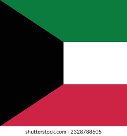 The flag of Kuwait. Flag icon. Standard color. A square flag. Computer illustration. Digital illustration. Vector illustration.