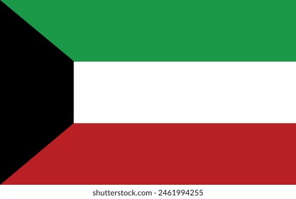 The flag of Kuwait. Flag icon. Standard color. Vector illustration