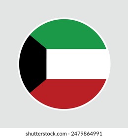 The flag of Kuwait. Flag icon. Standard color. Round flag. Computer illustration. Digital illustration. Vector illustration.	
