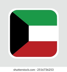 The flag of kuwait. Flag icon. Standard color. flat vector square with rounded corners Computer illustration. Digital illustration. Vector illustration.