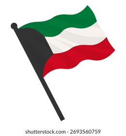 Flagge von Kuwait. Abbildung auf weißem Hintergrund