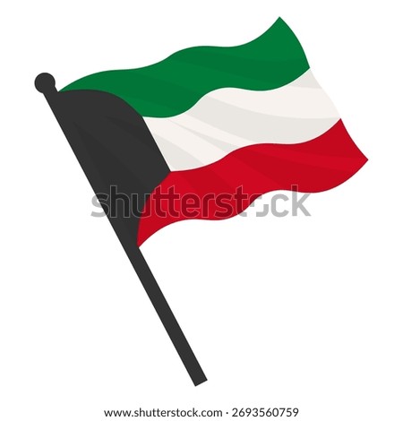 Flag of Kuwait. Illustration over white background