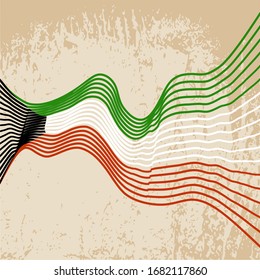 Bandera de Kuwait. Concepto de la tarjeta de celebración del Día de la Independencia. Fondo grueso