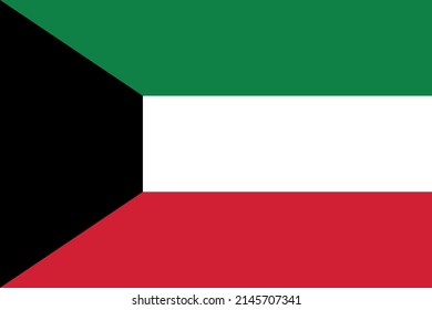 Flag of Kuwait. Kuwaiti flag. State symbol of Kuwait.