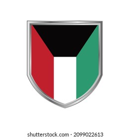Bandera de Kuwait con marco de escudo metálico