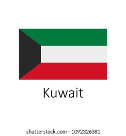 Flag of Kuwait with name icon. Official colors and proportion correctly. National Kuwait Flag vector. Kuwait Flag vector illustration. National Kuwait Flag vector on white background