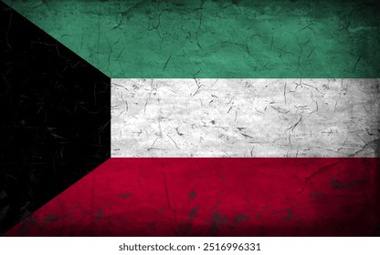 Bandeira do Kuwait. Bandeira antiga fechada. Ilustração vetorial.