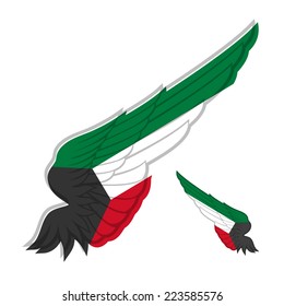 flag of Kuwait on abstract Wing and white background. Vector illustration