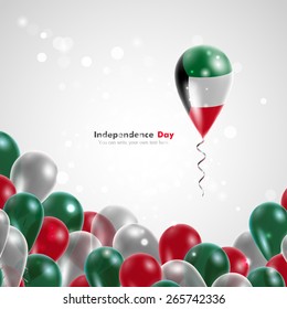 Flag of Kuwait on balloon. Celebration and gifts. Ribbon in the colors are twisted. Independence Day. Balloons on the feast of the national