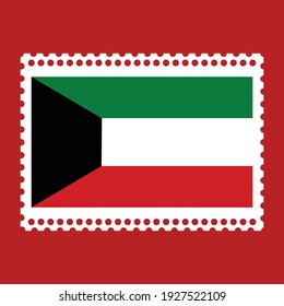 Drapeau du Koweït sur illustration vectorielle de timbre.