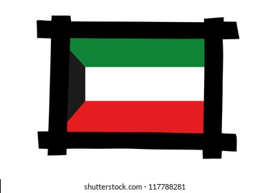 The flag of Kuwait in a photo frame