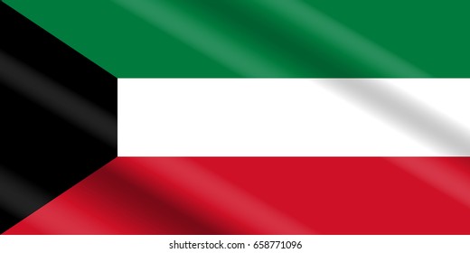 Flag of Kuwait in Real Proportion with Switchable Wavelike Gradient
