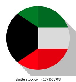 Flag Kuwait - round flatstyle button with a shadow. 