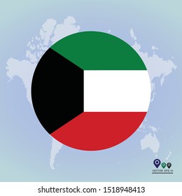 Flag of Kuwait  Round Glossy Icon. Vector illustration eps 10.