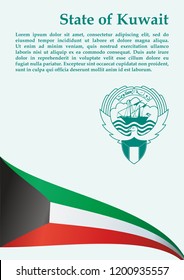 Flag of Kuwait, State of Kuwait. National day of Kuwait. Template for award design, an official document with the flag of Kuwait. Bright, colorful vector illustration
