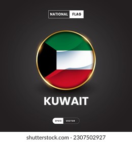 Flag of Kuwait vector illustration. Asia Flag 3D EPS10