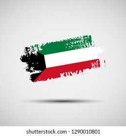 Flag of Kuwait. Vector illustration of grunge brush stroke with Kuwaiti national flag colors for your graphic and web design