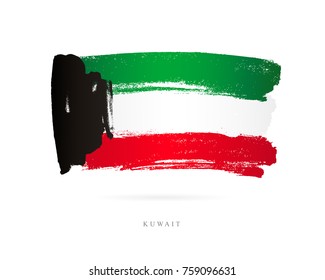 Bandera de Kuwait.Ilustración vectorial sobre fondo blanco. Hermosas pinceladas. Concepto abstracto. Elementos para el diseño.