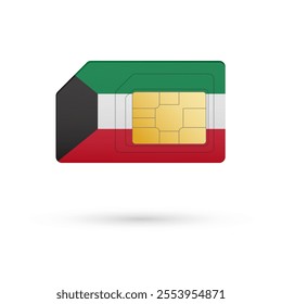 Flag of Kuwait. Vector illustration of SIM Card with flag on white background