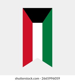 Flag of Kuwait. Kuwait vertical flag icon digital vector illustration. The hanging flag.