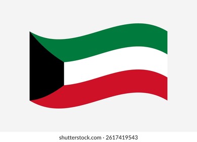 Flag of Kuwait. Kuwait wavy flag digital vector illustration. Fluttering flag.