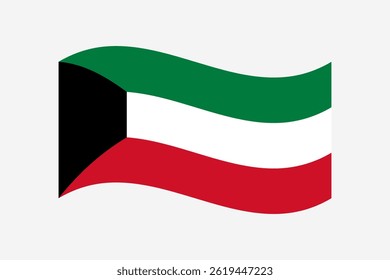 Flag of Kuwait. Kuwait wavy flag digital vector illustration. Fluttering flag.
