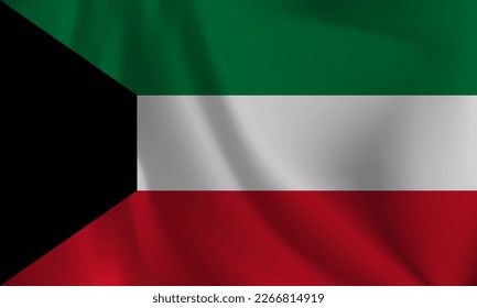 Flag of Kuwait, with a wavy effect due to the wind.