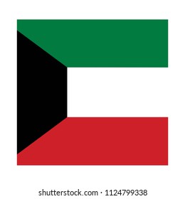 Flag of Kuwait,Kuwait Flag Vector Square Icon - Illustration, Flag of Kuwait. Abstract concept, icon, square, button. Raster illustration on white background.