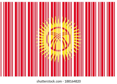 The Flag of Kyrgyzstan in a Barcode Format